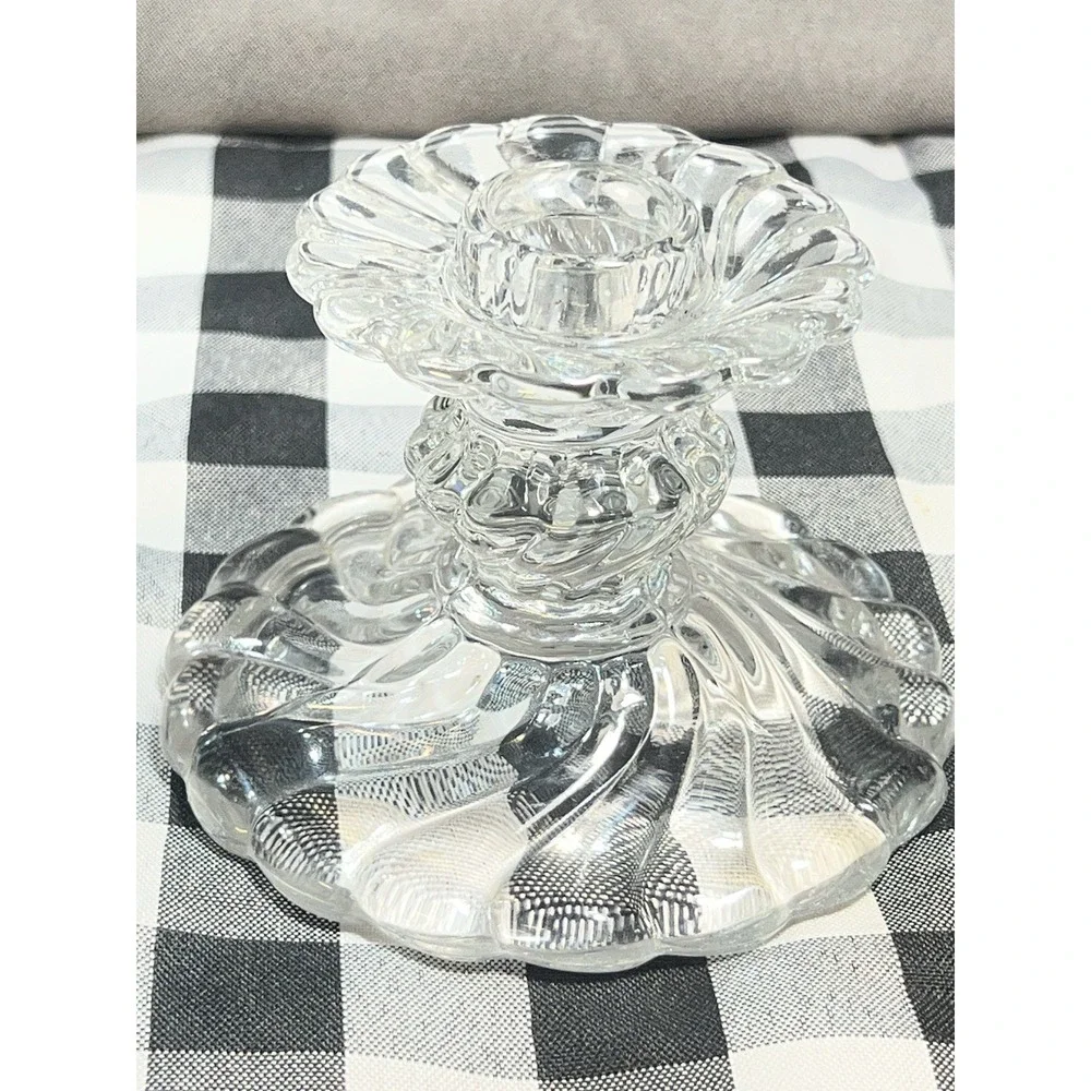 VTG Fostoria Colony Crystal Swirl Single Candlestick Holder 3